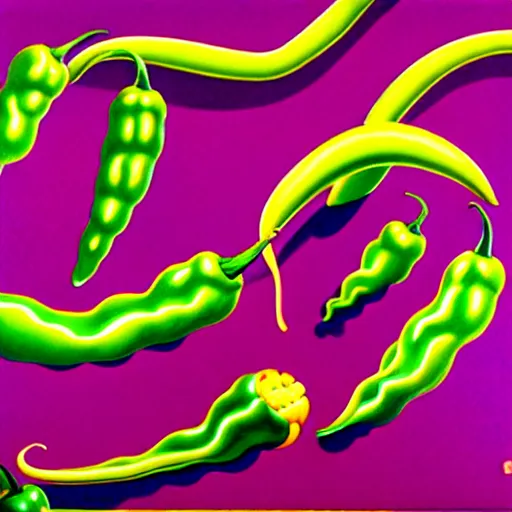 Image similar to jalapeno by shusei nagaoka, kaws, david rudnick, airbrush on canvas, pastell colours, cell shaded, 8 k