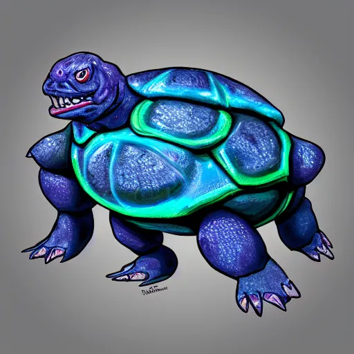 Image similar to a mixture between gengar and blastoise, ghost turtle pokemon hybrid, water and darkness