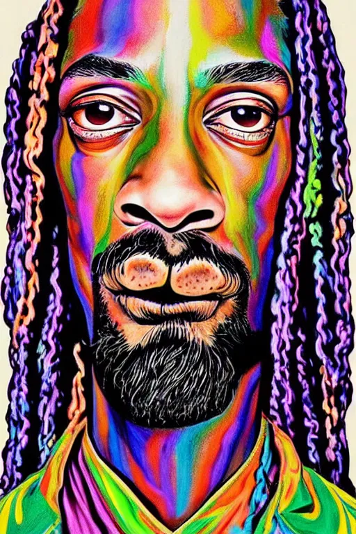 Prompt: snoop dog highly detailed psychedelic portrait art , symmetrical