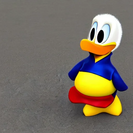 Image similar to donald duck in porto, real life, photorealistic, 3 d