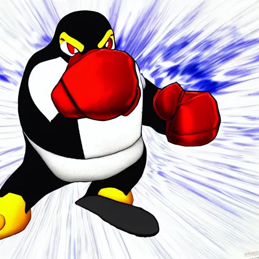 Image similar to penguin in the style of Street Fighter 4