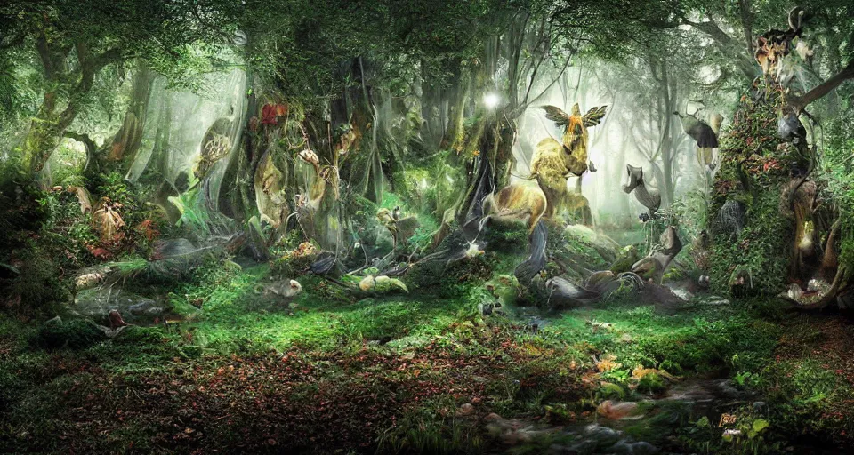 Prompt: Enchanted and magic forest, by Jason De Graaf