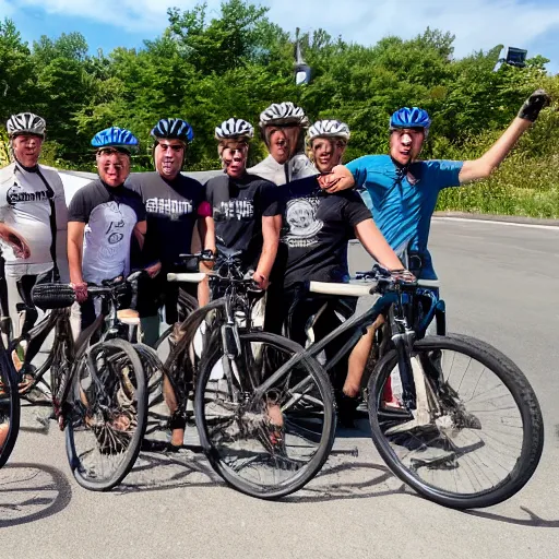 Image similar to bicycle crew in front of montauk brewery