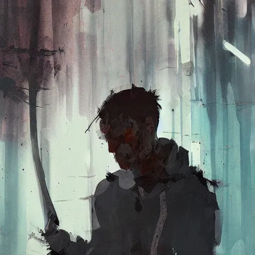 Image similar to crying man, by ismail inceoglu, detailed painting, character portrait, dungeons and dragons, brushstrokes, lightly blurred