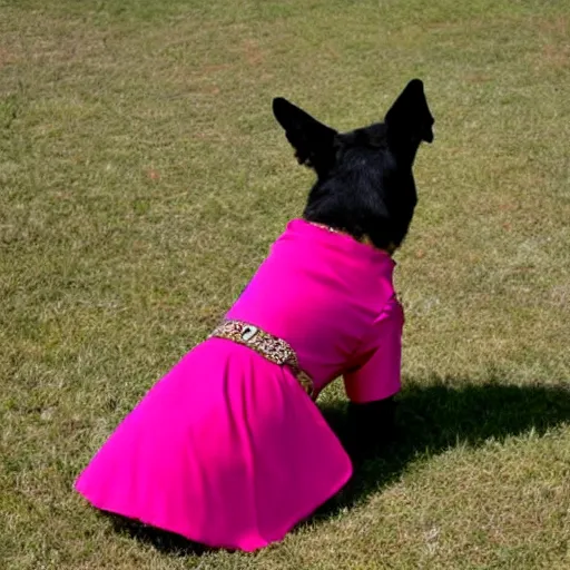 Image similar to a dog wearing a dress