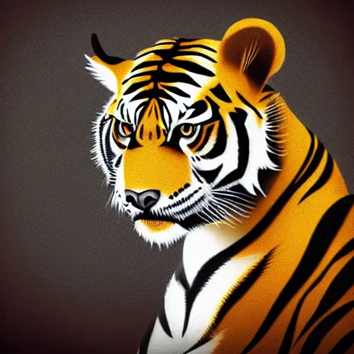 Image similar to a steampunk robotic tiger, dark background, super - detailed, photo - realistic,