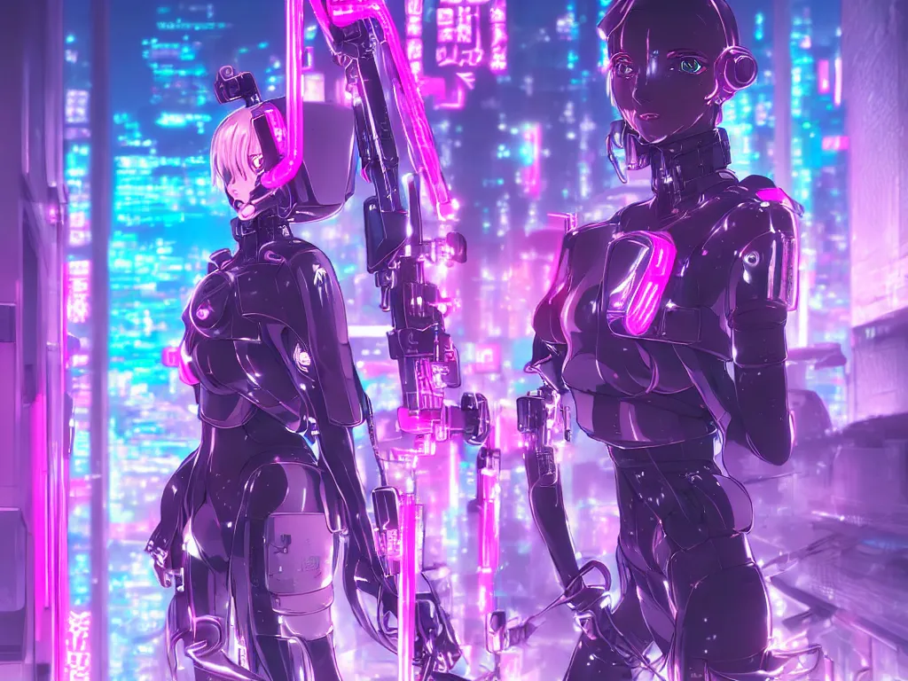 Image similar to portrait anime visual futuristic female cyber police, on cyberpunk neon light tokyo rooftop, ssci - fi and fantasy and pink mist, intricate and very beautiful, human structure, concept art, sharp focus, anime byrossdraws and liya nikorov and simon stalenhag and magali villeneuve and luxearte, frostine engine