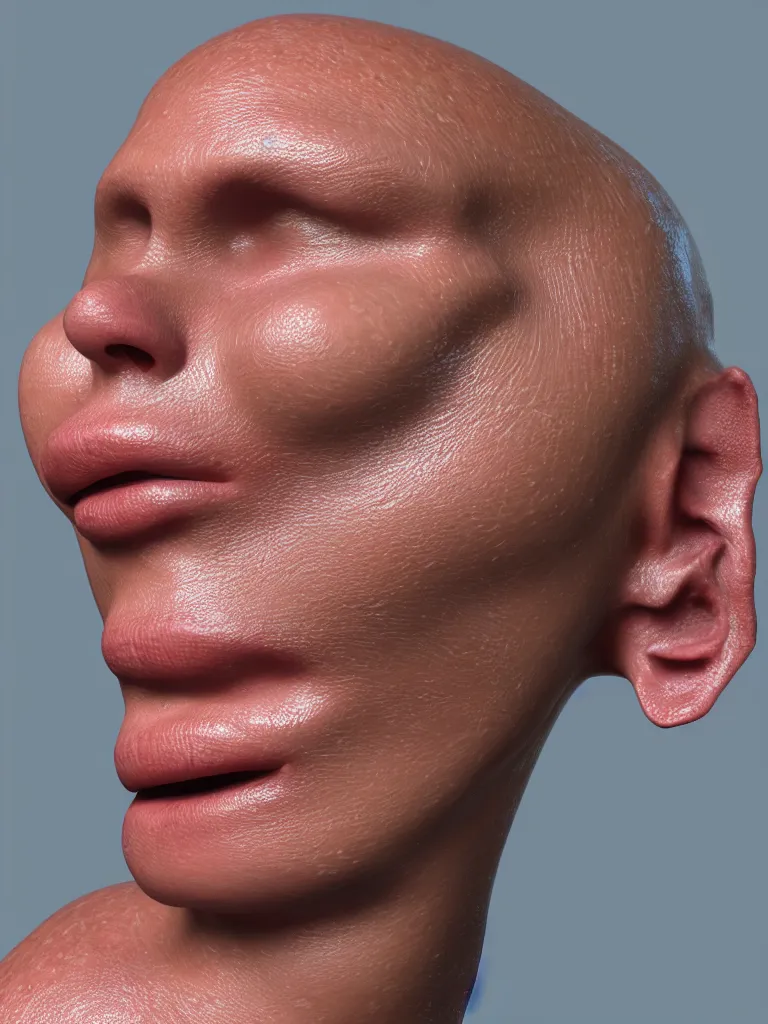 Prompt: simple primitive tube shape, textured with photorealistic human skin, photoreal details, straight smooth vertical, highly realistic bump map, surface painter, pixar renderman, metahuman