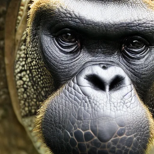 Image similar to turtle gorilla hybrid, photography