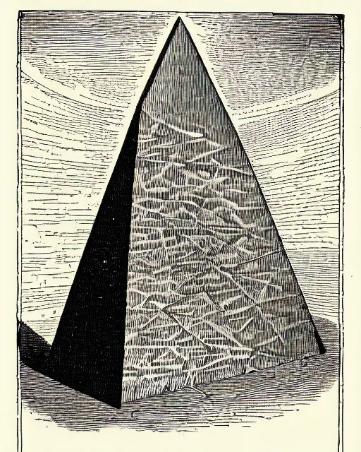 Prompt: illustration of pyramidhead from the dictionarre infernal, etching by louis le breton, 1 8 6 9, 1 2 0 0 dpi scan