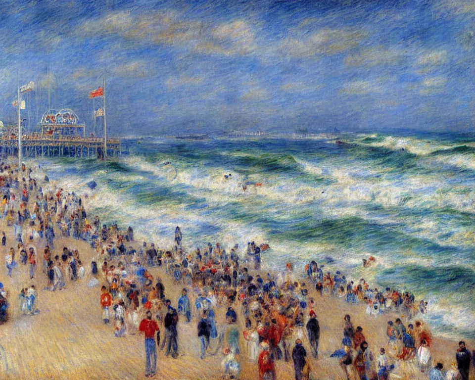 Prompt: the santa monica pier by renoir.