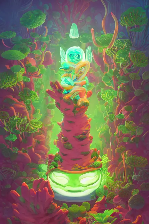 Image similar to roots cactus sushi cristal smurf ghost creature animal sushi cristal very big eye roots cactus elemental flush of force nature micro world fluo fishscale, behance hd by jesper ejsing, by rhads, makoto shinkai and lois van baarle, ilya kuvshinov, rossdraws radiating a glowing aura global illumination ray tracing hdr