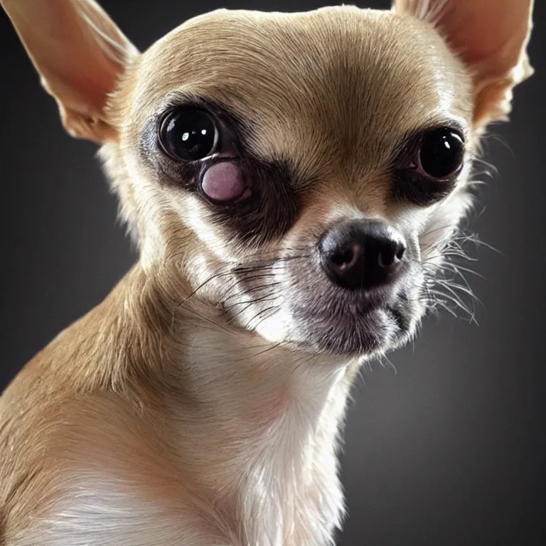 Image similar to scary chihuahua, realistic