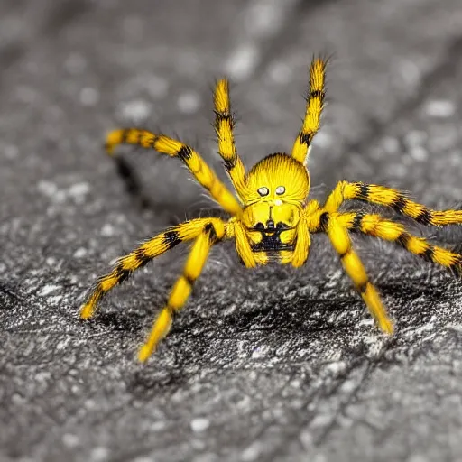 Image similar to a spider with black legs and a yellow body