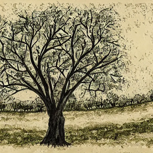 Prompt: the mulberry tree in the style of eduardo calzado