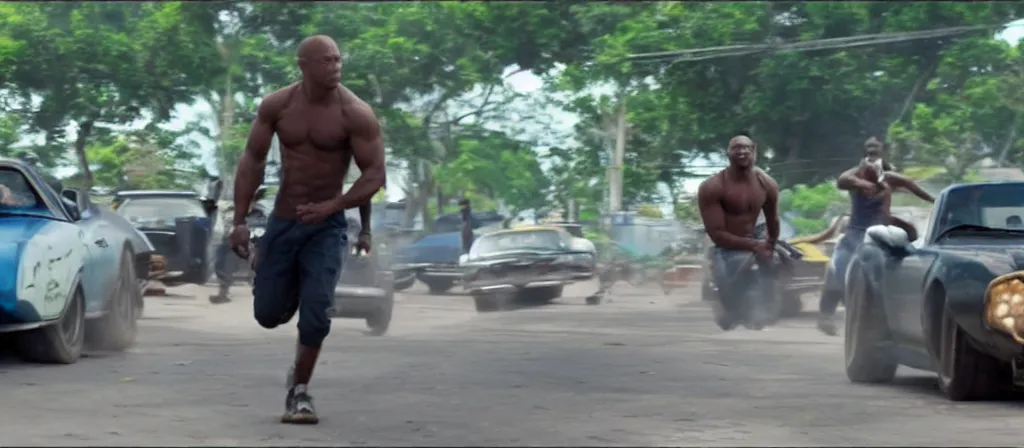 Image similar to action scene from jamaican fast and furious - movie, high definition screen capture