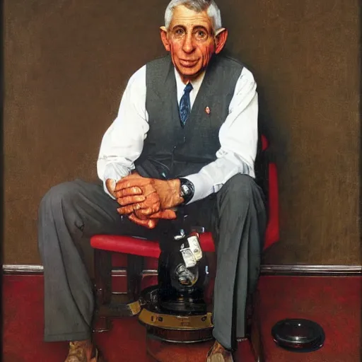 Image similar to a norman rockwell painting of anthony fauci