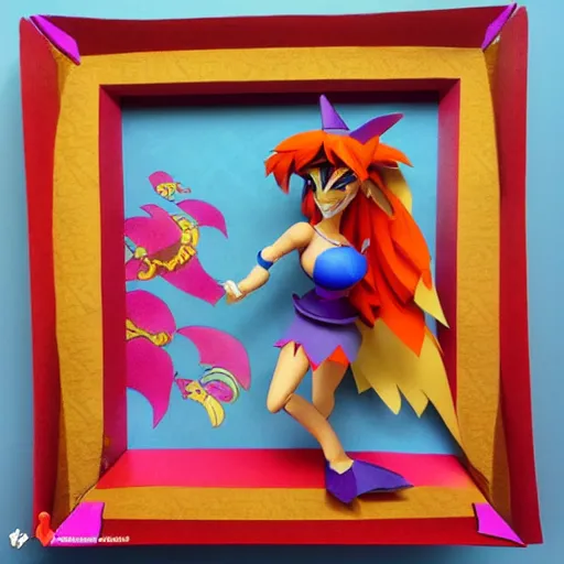 Image similar to a paper model of shantae, paper modeling art.