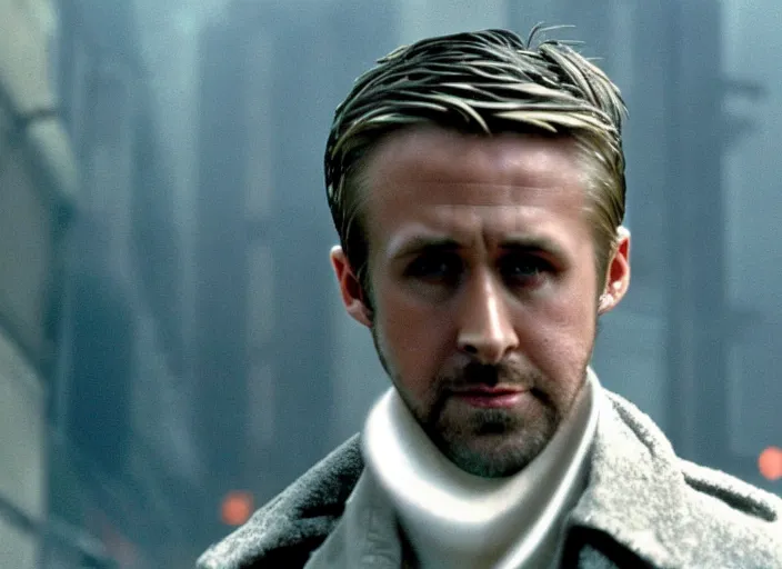 Image similar to film still of Ryan Gosling as Decker in Blade Runner 1982