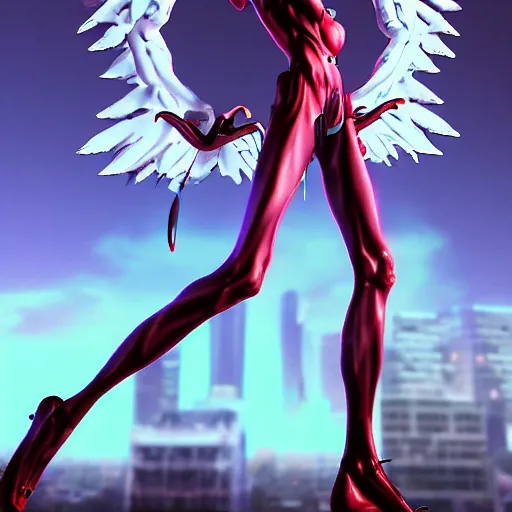 Prompt: evangelion angel invaders burning wings 4 k macabre cyberpunk background grim path traced high definition detailed artstation realistic trending dramatic lighting