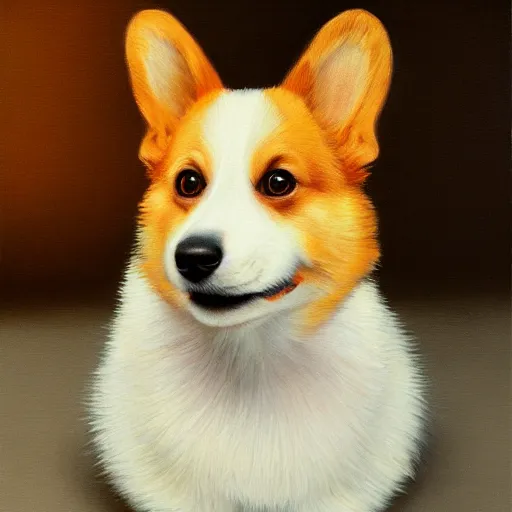 Prompt: a photorealistic painting of a corgi by johfra bosschart, lisa frank, dark fantasy art, high detail, trending on artstation