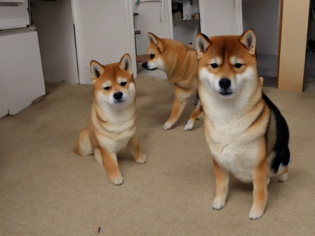 Image similar to shiba inu in the backrooms