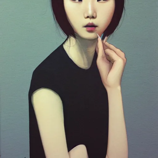 Image similar to Lee Jin-Eun by Tran Nguyen, rule of thirds, seductive look, beautiful