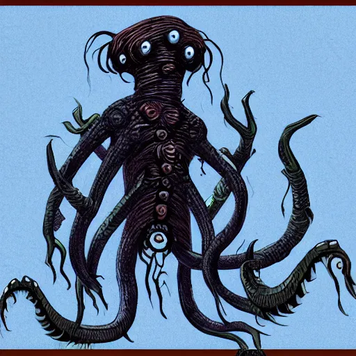 Prompt: Eldritch Monster in the style of Peter Konig