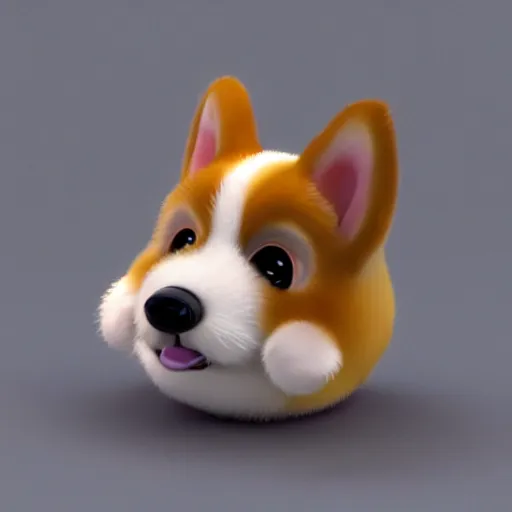 Image similar to a corgi furby, concept art, 3 d render, highest detail, cute, realistic