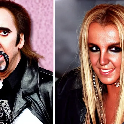 Prompt: Nicolas Cage dressed up as Britney Spears