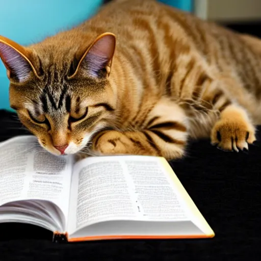 Prompt: a cat studying a heat transfer textbook