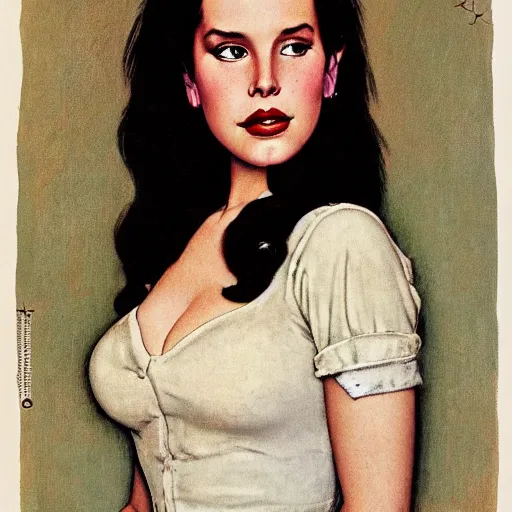 Prompt: lana del rey by norman rockwell