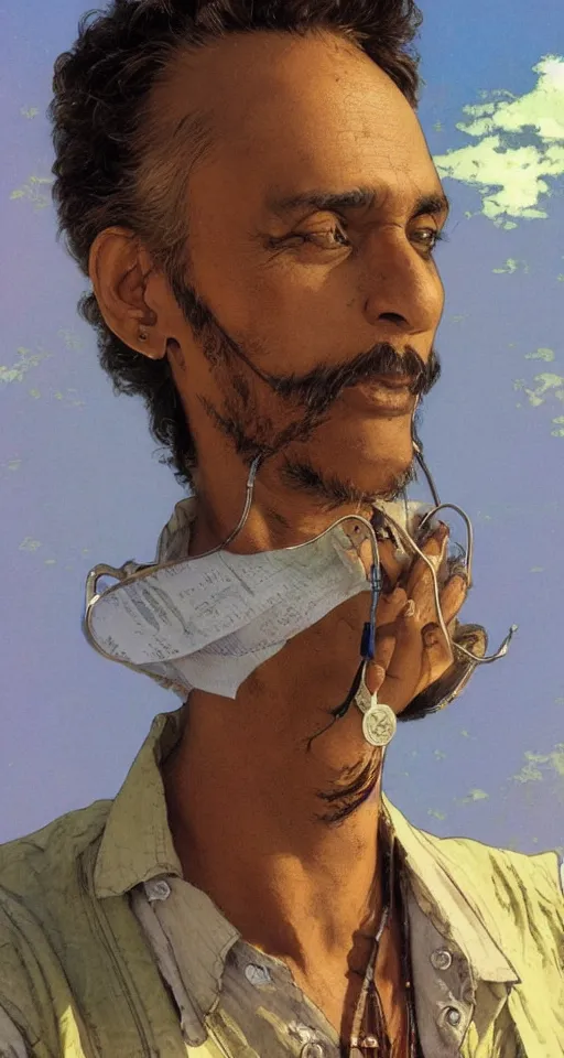 Prompt: close up a beautiful Indian doctor wearing jeans and a shirt in Texas in 2022, sun shining, photo realistic illustration by greg rutkowski, thomas kindkade, alphonse mucha, loish, norman rockwell.