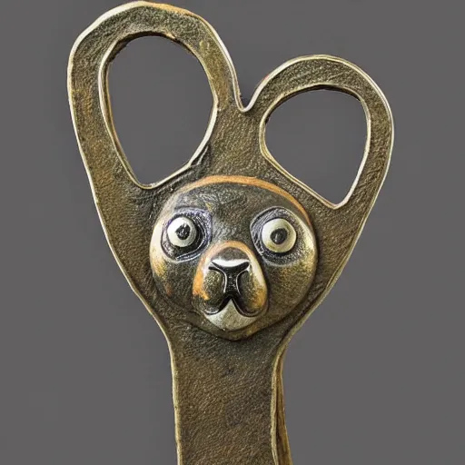 Prompt: Metalwork of a Panda, medieval art, fragmented metal medieval sculpture of a penguim