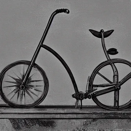 Image similar to a cute bicycle by H.R. Giger