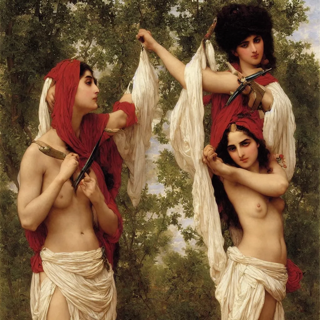 Image similar to a beautiful female arabian warrior, art by auguste toulmouche and bouguereau