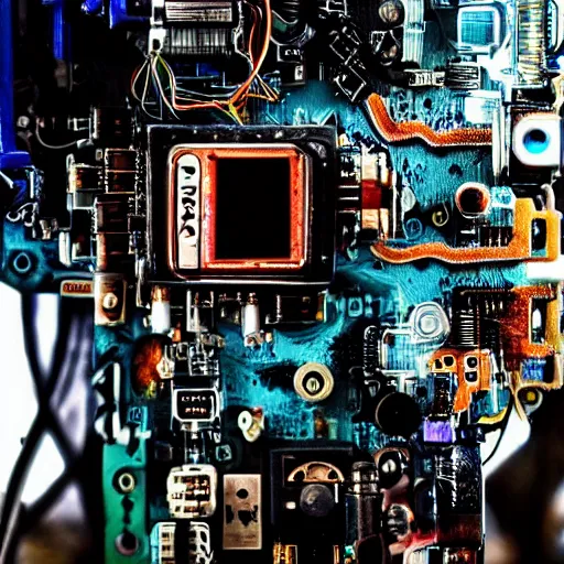 Image similar to Beautiful Photo of Arduino Uno in the robot's head. Cyberpunk. splatterpunk. 4K