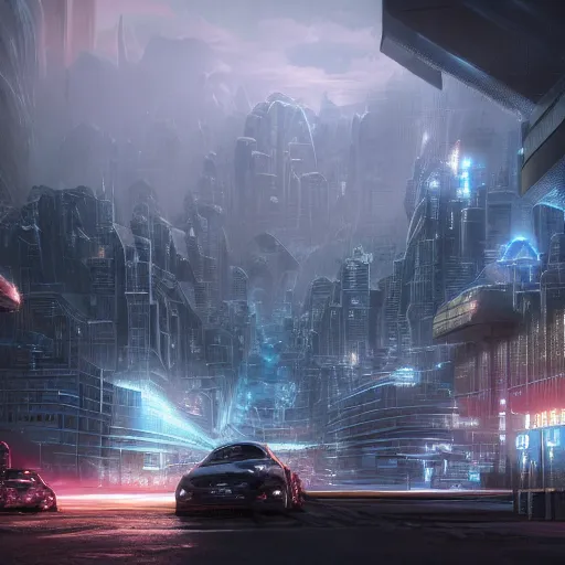 Prompt: foreground a large otherworldly temporal distortion, rocky mountain environment, background sprawling futuristic cityscape with glowing lights :: arch viz , Matte painting, octane render, 8k, corona render, movie concept art, liquid, mist, caustics, epic mood, cinematic, hyper detailed, insanely detailed and intricate, hyper maximalist, cinematic, octane render, redshift render, 8k