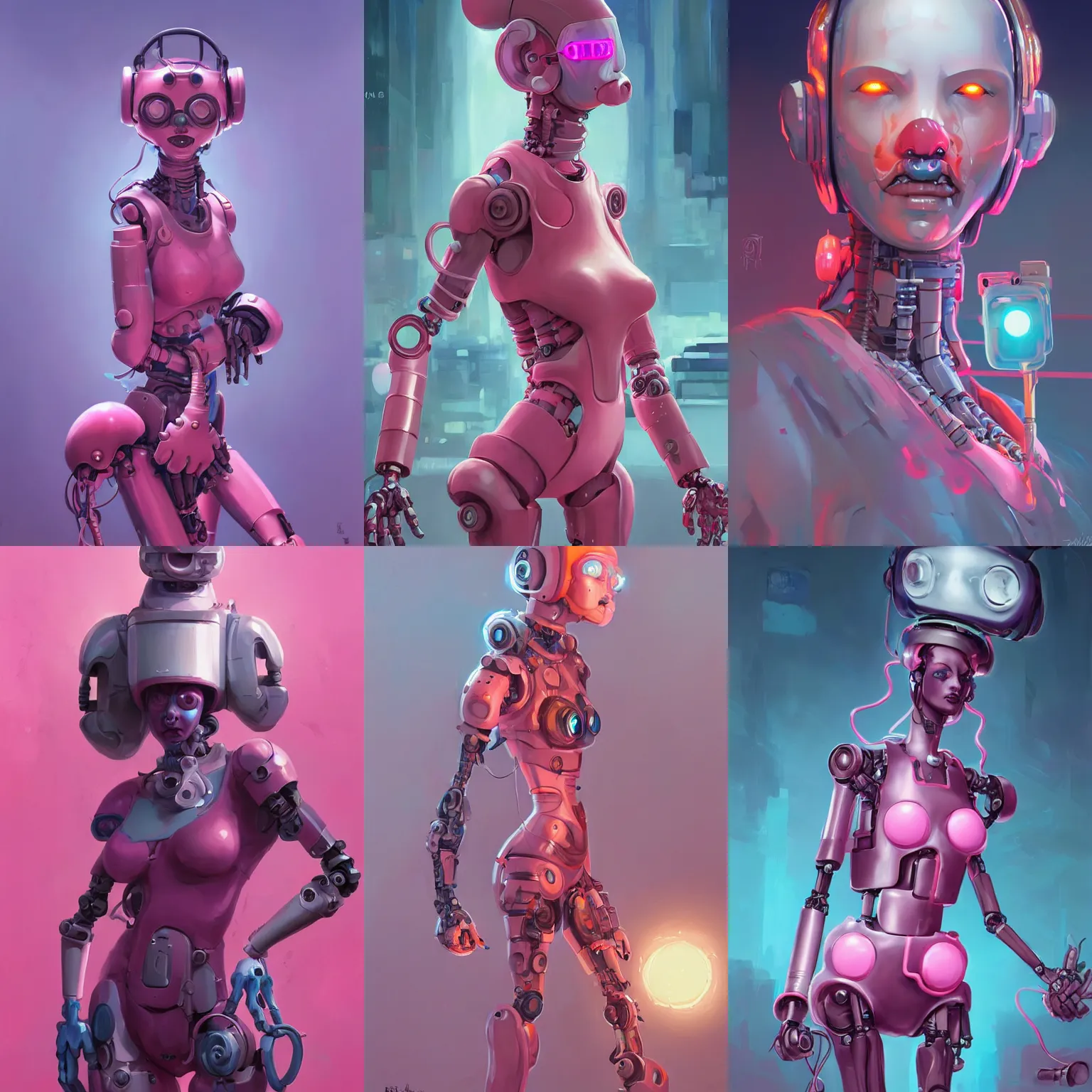 Prompt: cyberpunk robot clown girl made of pink slime, cartoon, transparent, behance hd artstation by jesper ejsing by rhads, makoto shinkai and lois van baarle, ilya kuvshinov, ossdraws