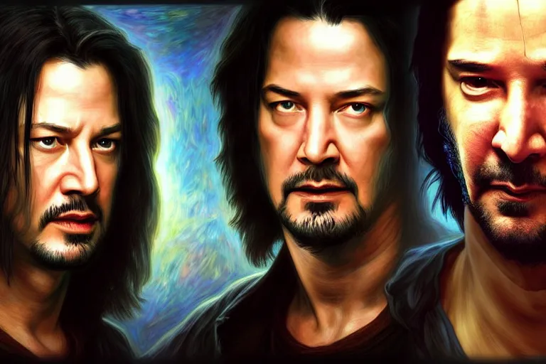 Prompt: hdr portrait photography mirror of brendan fraser and keanu reeves, coherent portraits, mmorpg fantasy, intricate, elegant, highly detailed, egyptian, digital painting, trending on artstation, hdr photo, smooth, sharp focus, illustration, art by artgerm and greg rutkowski and alphonse mucha