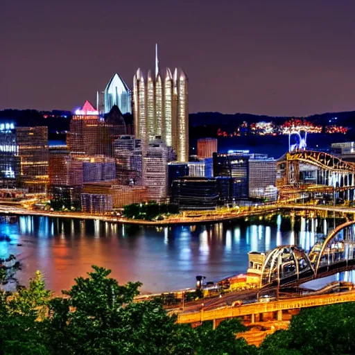 Prompt: Hd photo of the Pittsburgh skyline