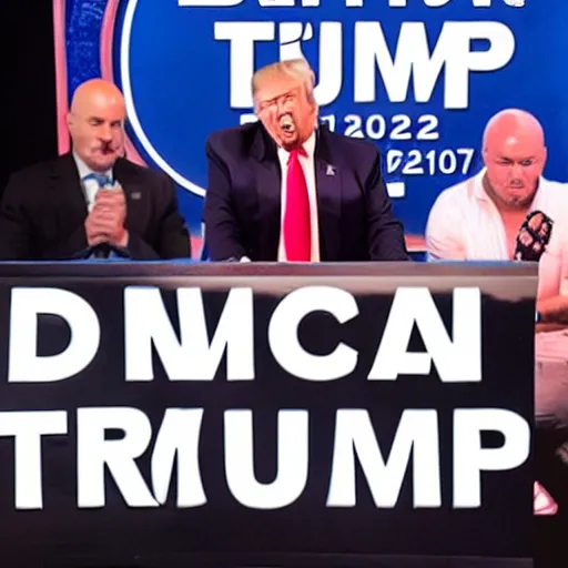 Prompt: donald trump as a guest on the rogan show