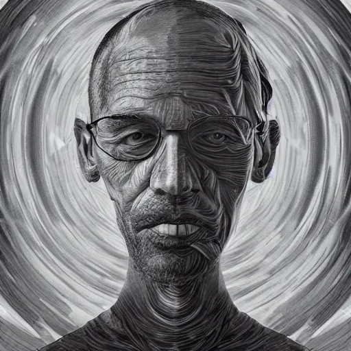 Image similar to a little time and a lot of space stands a man with infinite faces, 4 k, high level of detail, surrealism