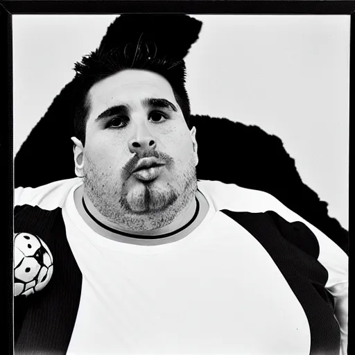 Image similar to a portrait of obese lionel messi by nobuyoshi araki
