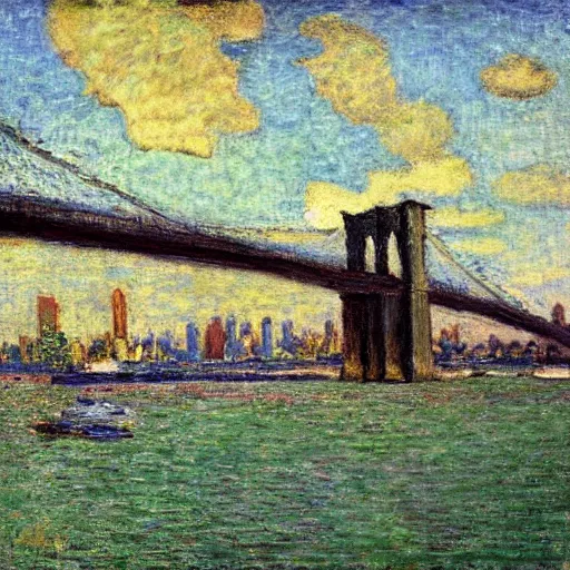 Prompt: painting of the brooklyn bridge by Pierre Bonnard