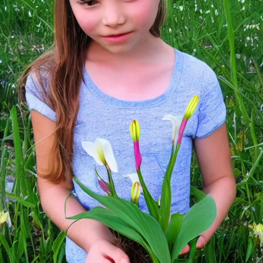Image similar to girl lily 7 years old in beautiful nature free flower