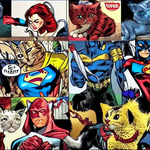 Image similar to a cat in the style of DC Comics