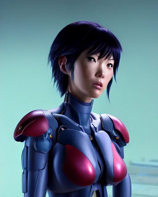 Image similar to weta disney pixar movie still portrait photo of motoko kusanagi the major ghost in the shell : : as cyborg woman by pixar : : by weta, wlop, ilya kuvshinov, rossdraws, artgerm, maxim cover, octane render, anime, octane render, 3 d, volumetric lighting, anti aliasing, raytracing : :