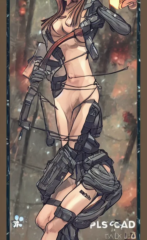 Prompt: girl, trading card front art, soldier clothing, human anatomy, matte, illustration, by ayaka on pixiv