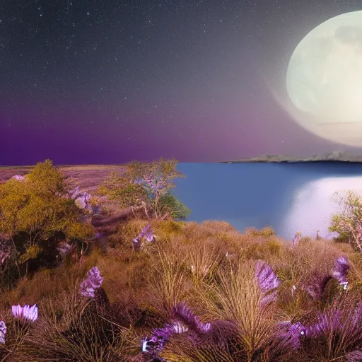 Prompt: david attenborough nature documentry footage, ultra high definition, 8 k, deep ethereal lake, moonlit night sky, vast expansive landscape, amethyst opal citrine crystals, muted pastel tones